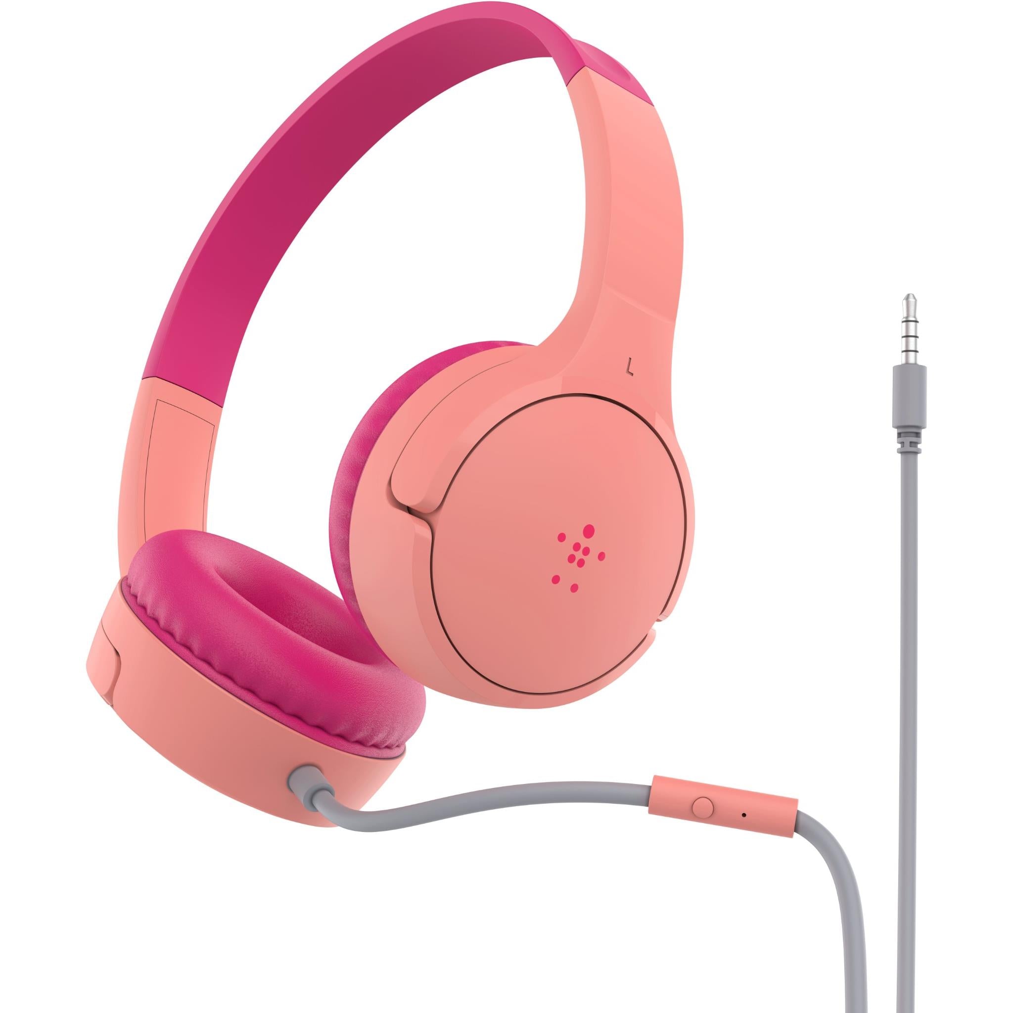 belkin soudnform mini wired on-ear headphones for kids (pink)