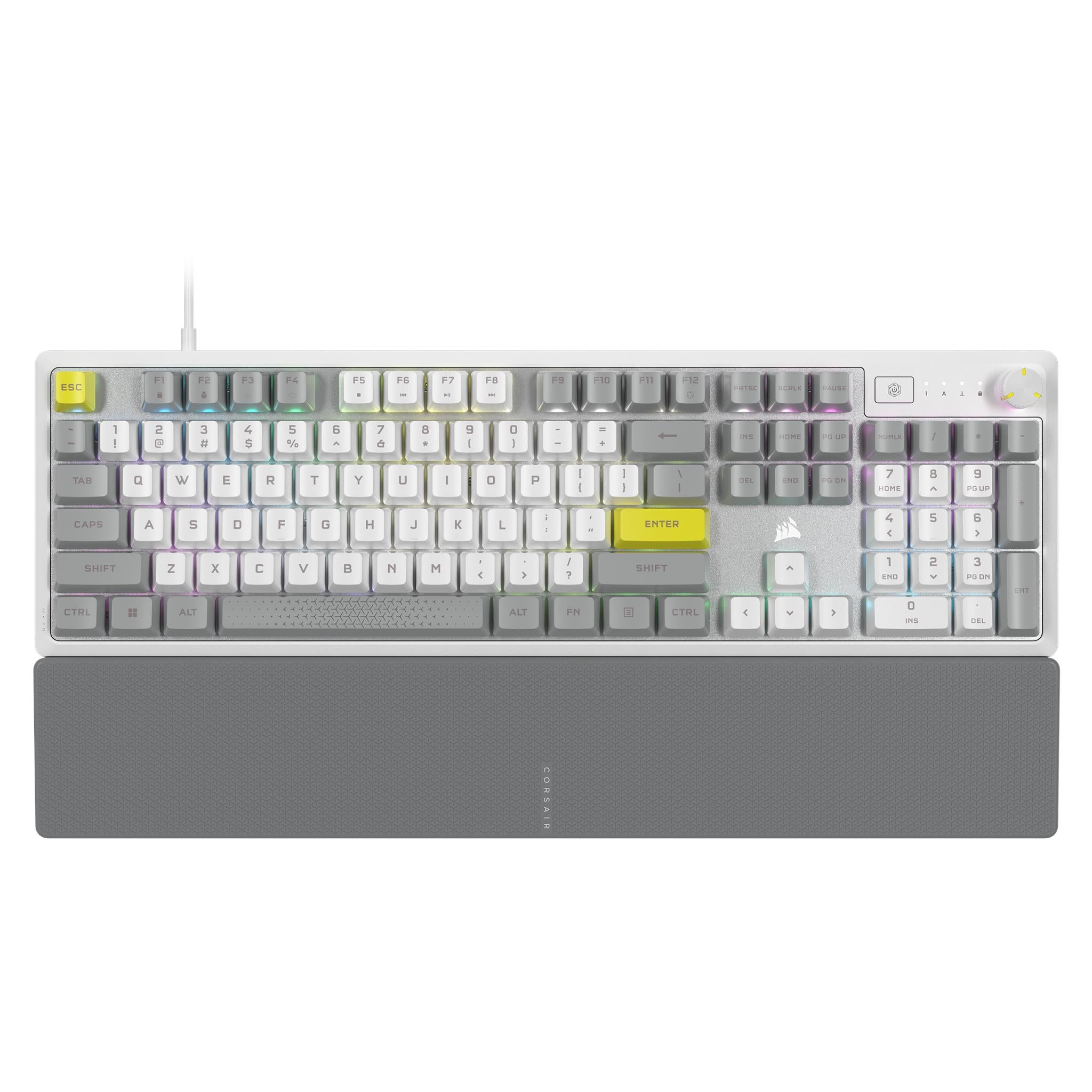 corsair k70 core se rgb mechanical gaming keyboard with palm rest (white)