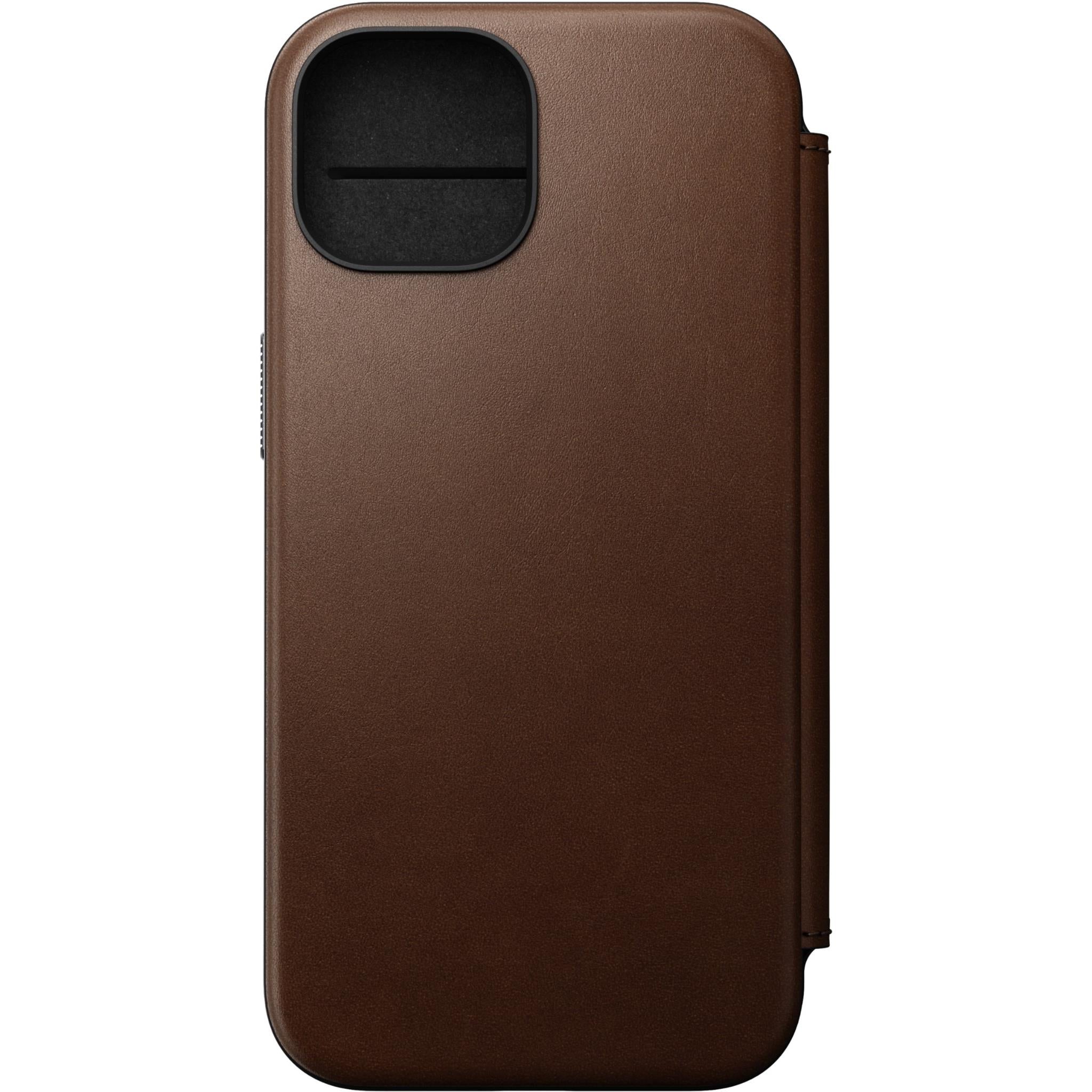 nomad ecco leather folio case for iphone 15 (brown)