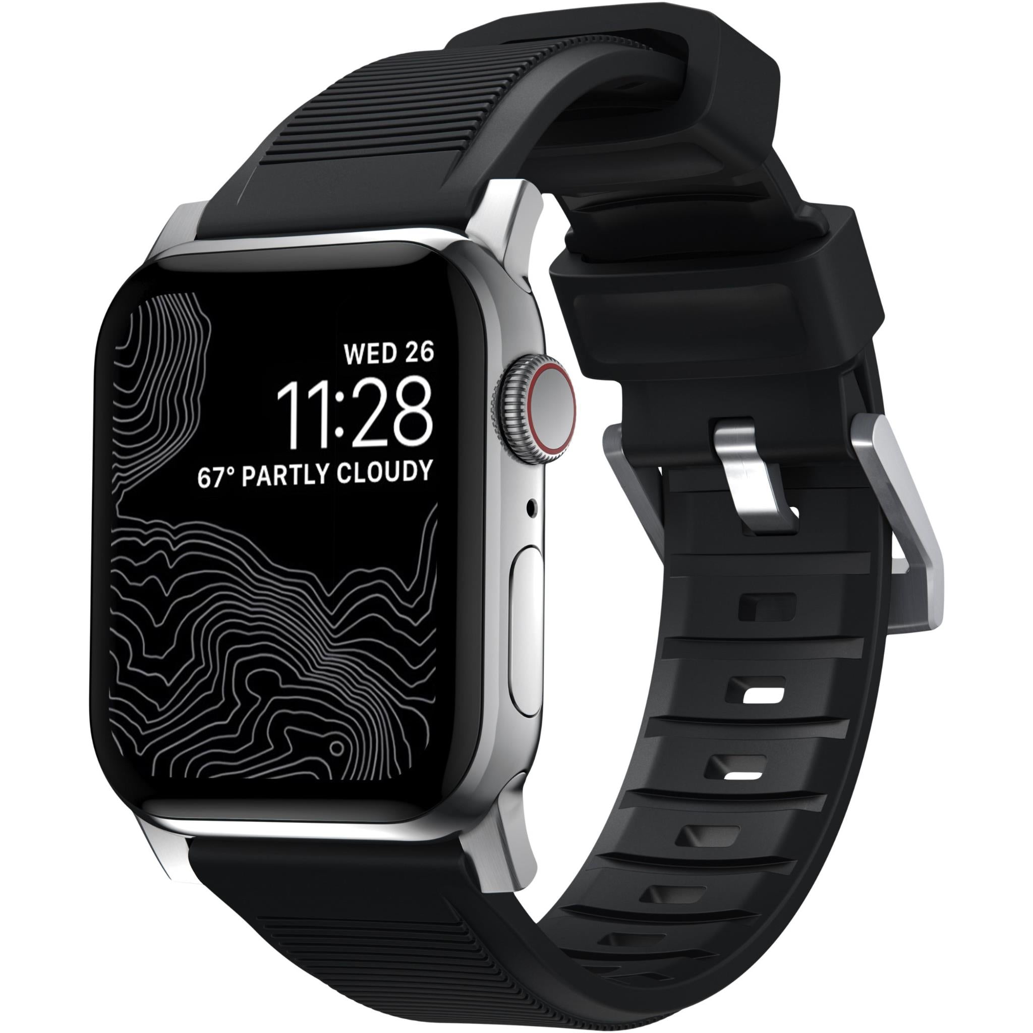 nomad rugged band for apple watch for 42-49mm (black/silver)