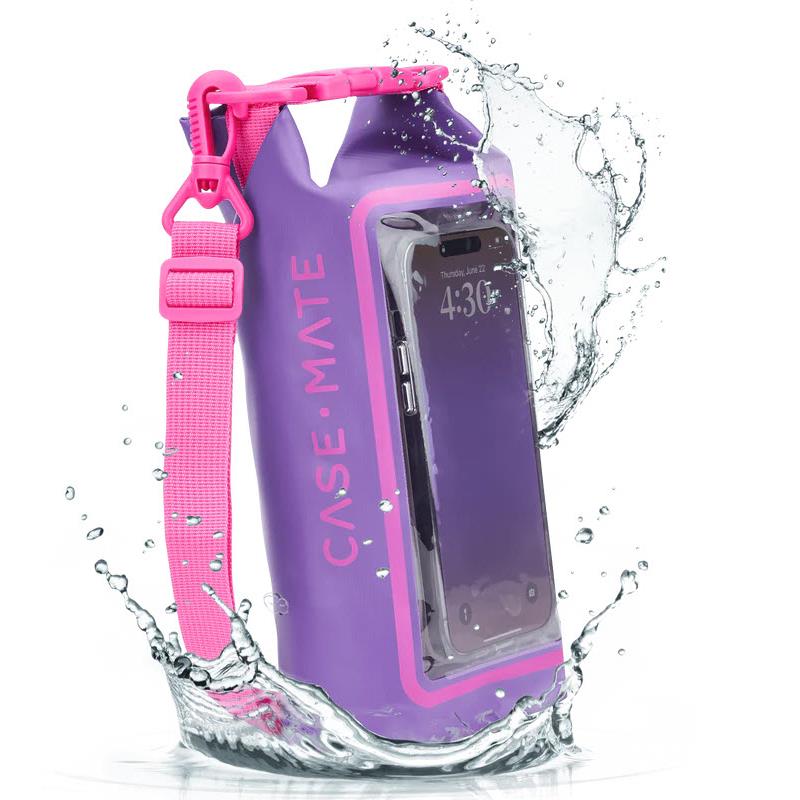 case-mate waterproof 2l phone dry bag (purple paradise)