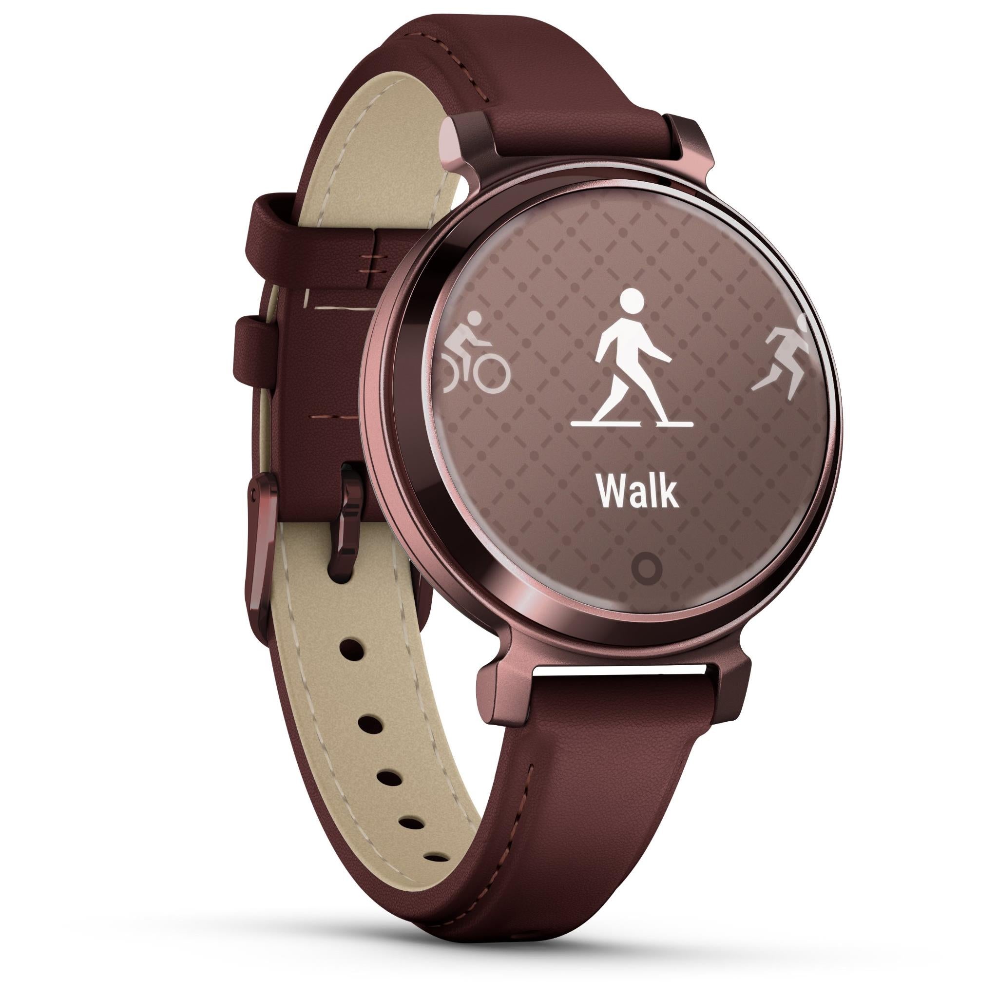 garmin lily® 2 classic, dark bronze with mulberry leather band