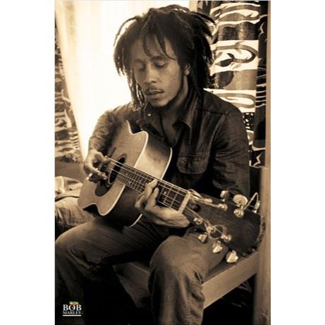 bob marley - sepia guitar poster