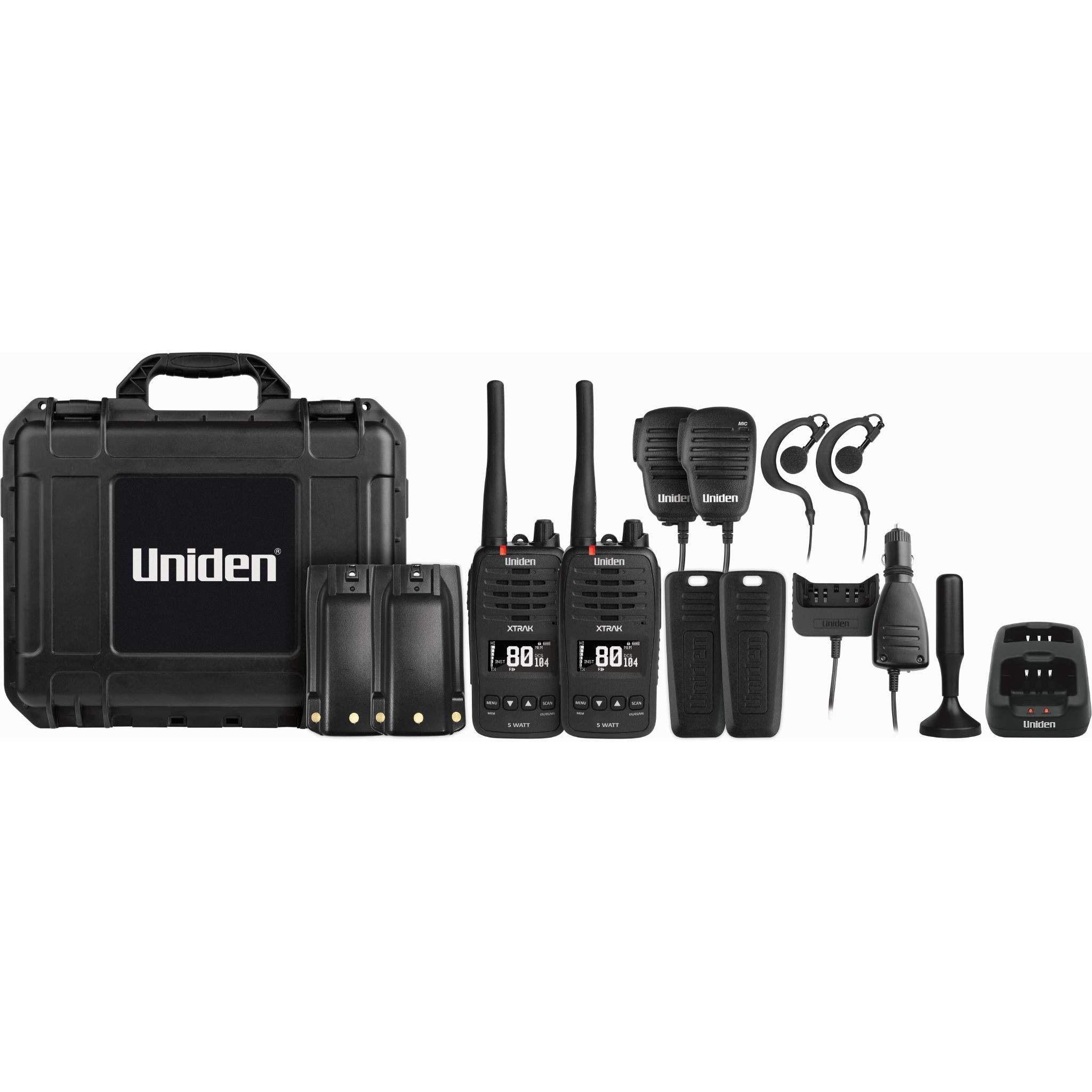 uniden  xtrak50-2tp 5 watt uhf waterproof handheld radio tradies pack