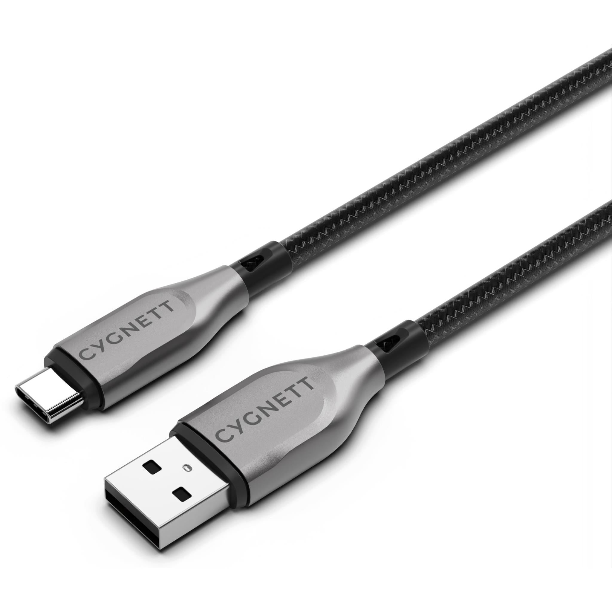 cygnett armoured usb-c to usb-a cable 3m (black)