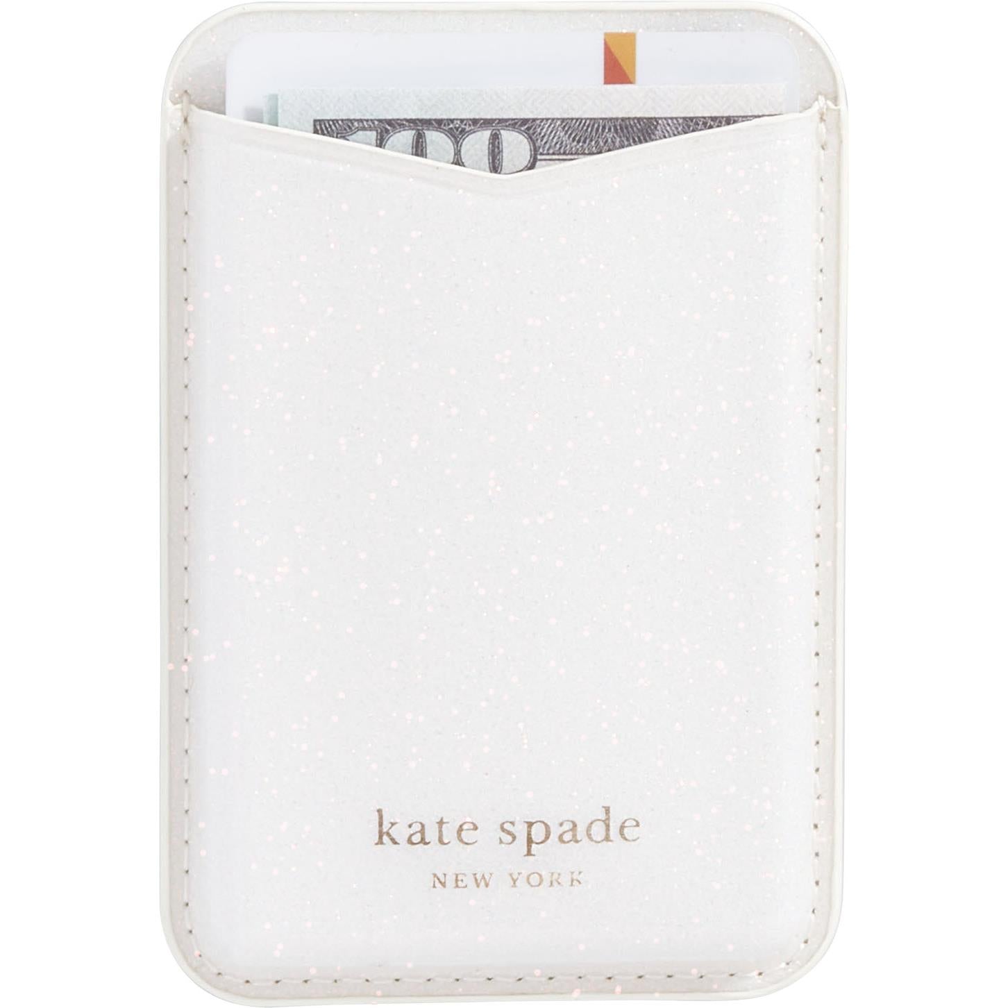 kate spade magnetic card holder works with magsafe (white glitter)