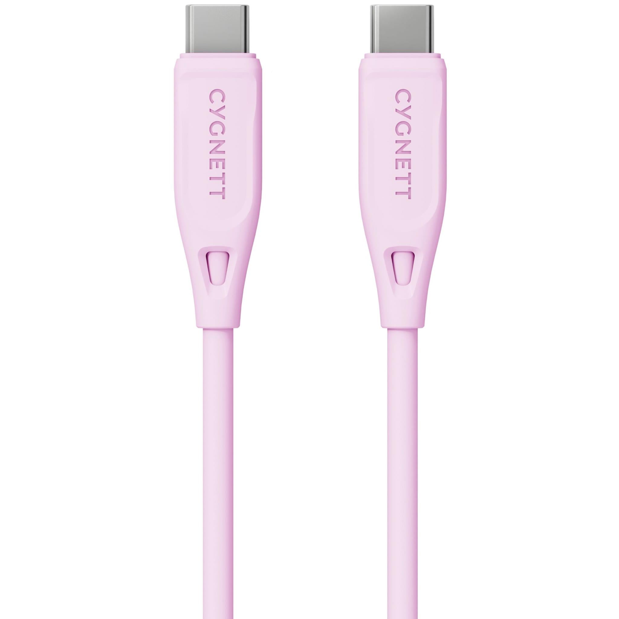 cygnett charge & connect usb-c to usb-c 2.0 cable v2 1.2m (pink)