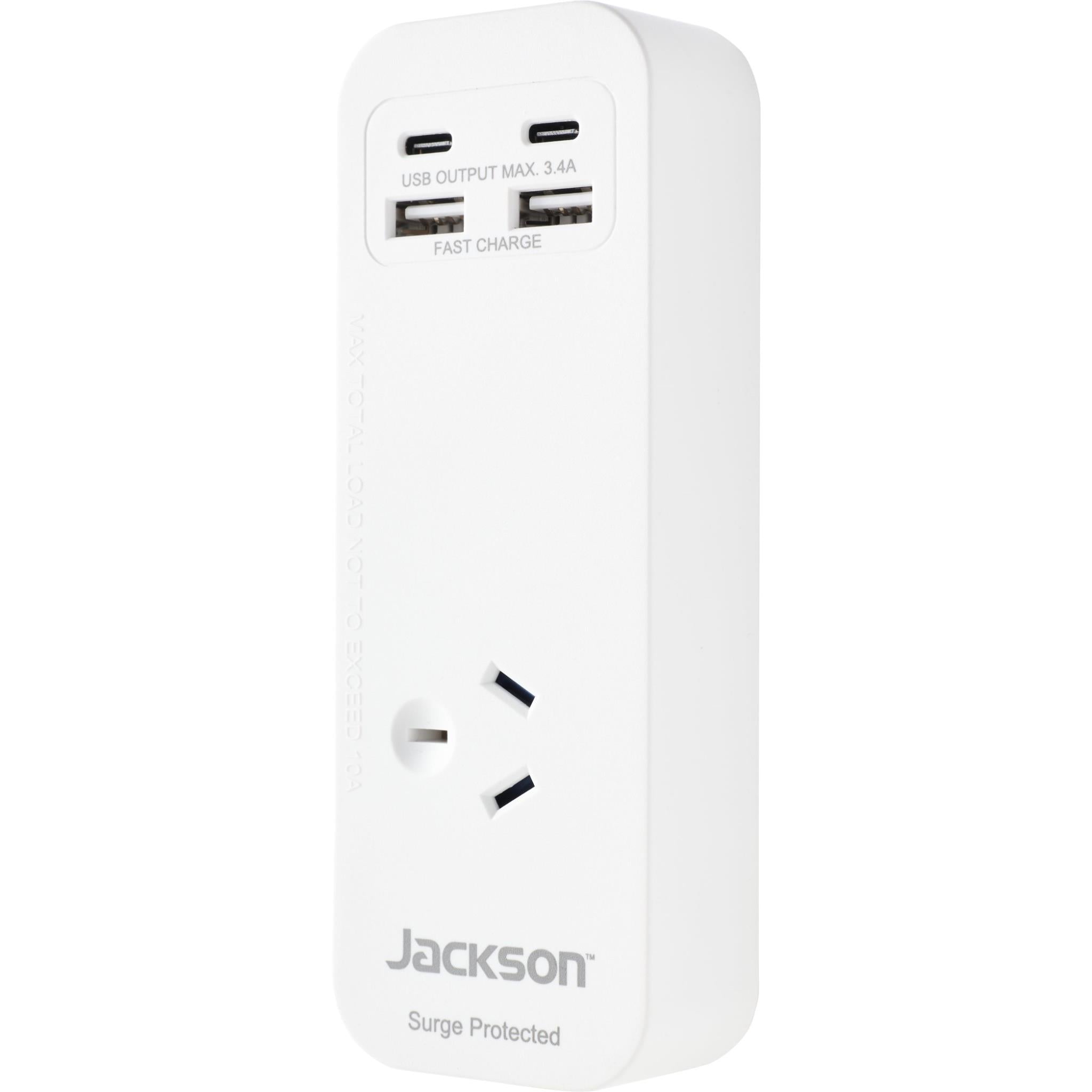 jackson fast charge usb-c/a 1 portable powerboard (white)