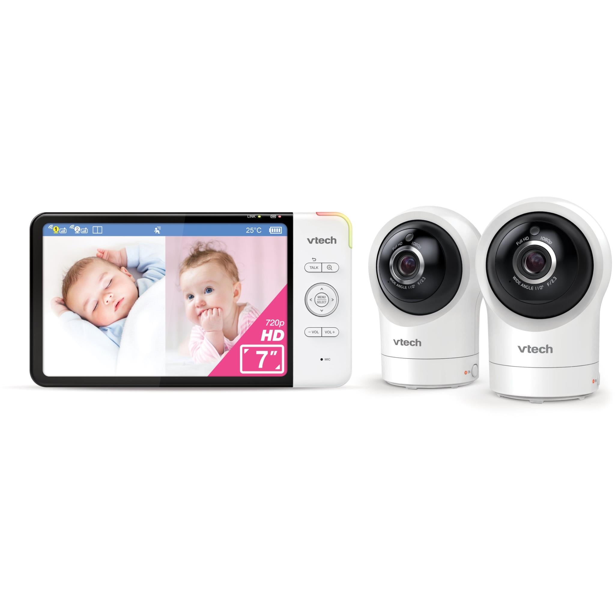 vtech rm7764hdv2 7” 2-camera smart hd pan & tilt video monitor with remote access