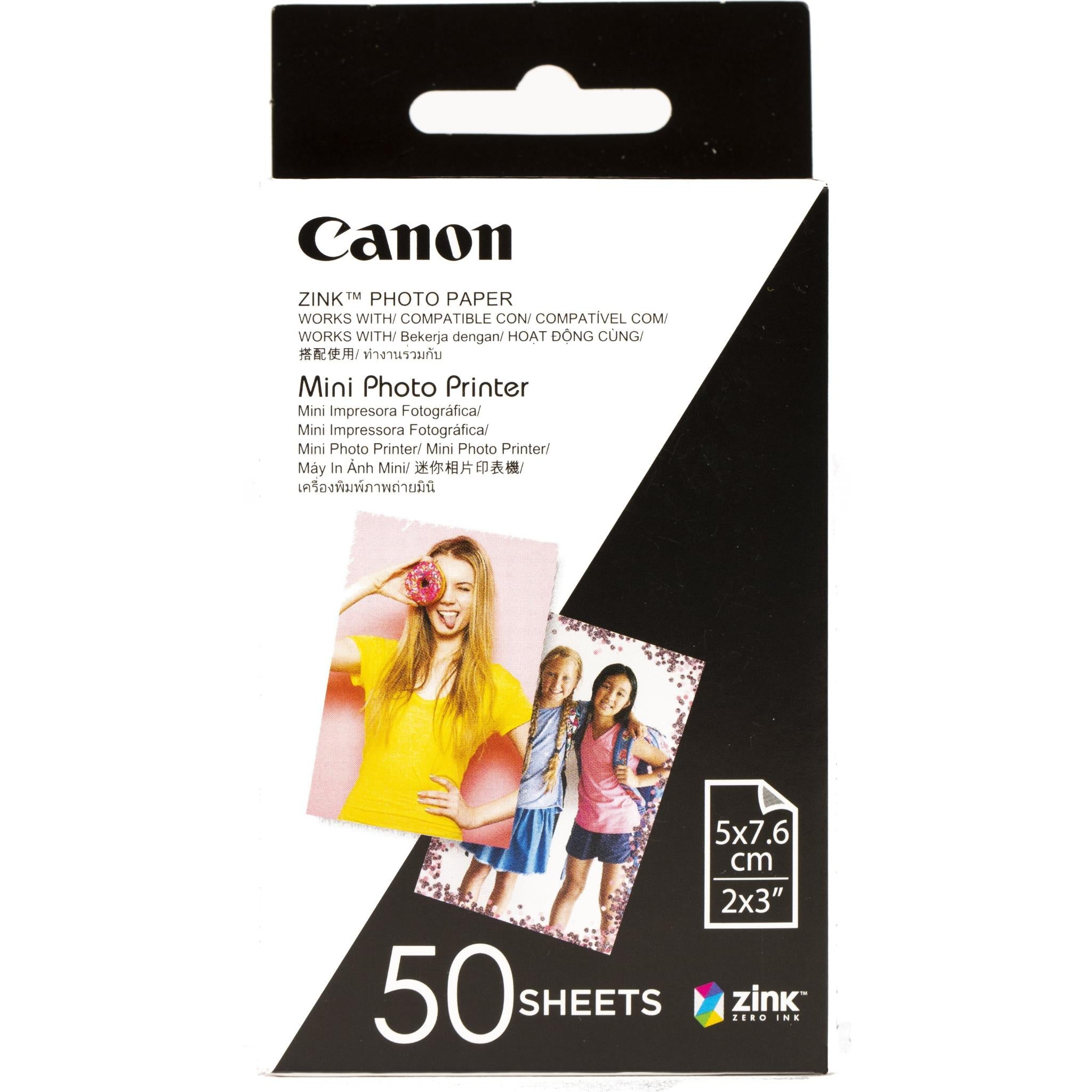 canon zink mini photo printer paper for canon inspic (50 sheets)