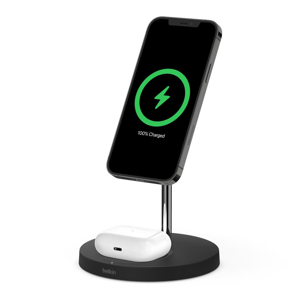 belkin boostup charge pro magsafe 2-in-1 wireless charger for apple (black)