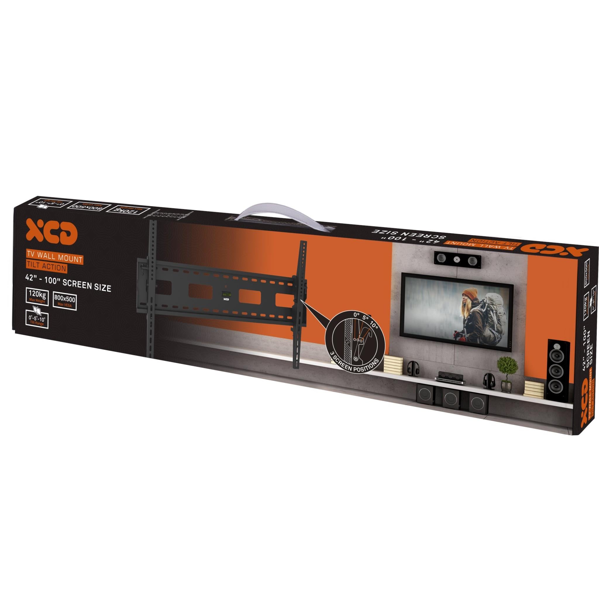 xcd tilt action tv wall mount large to extra large (42-100")