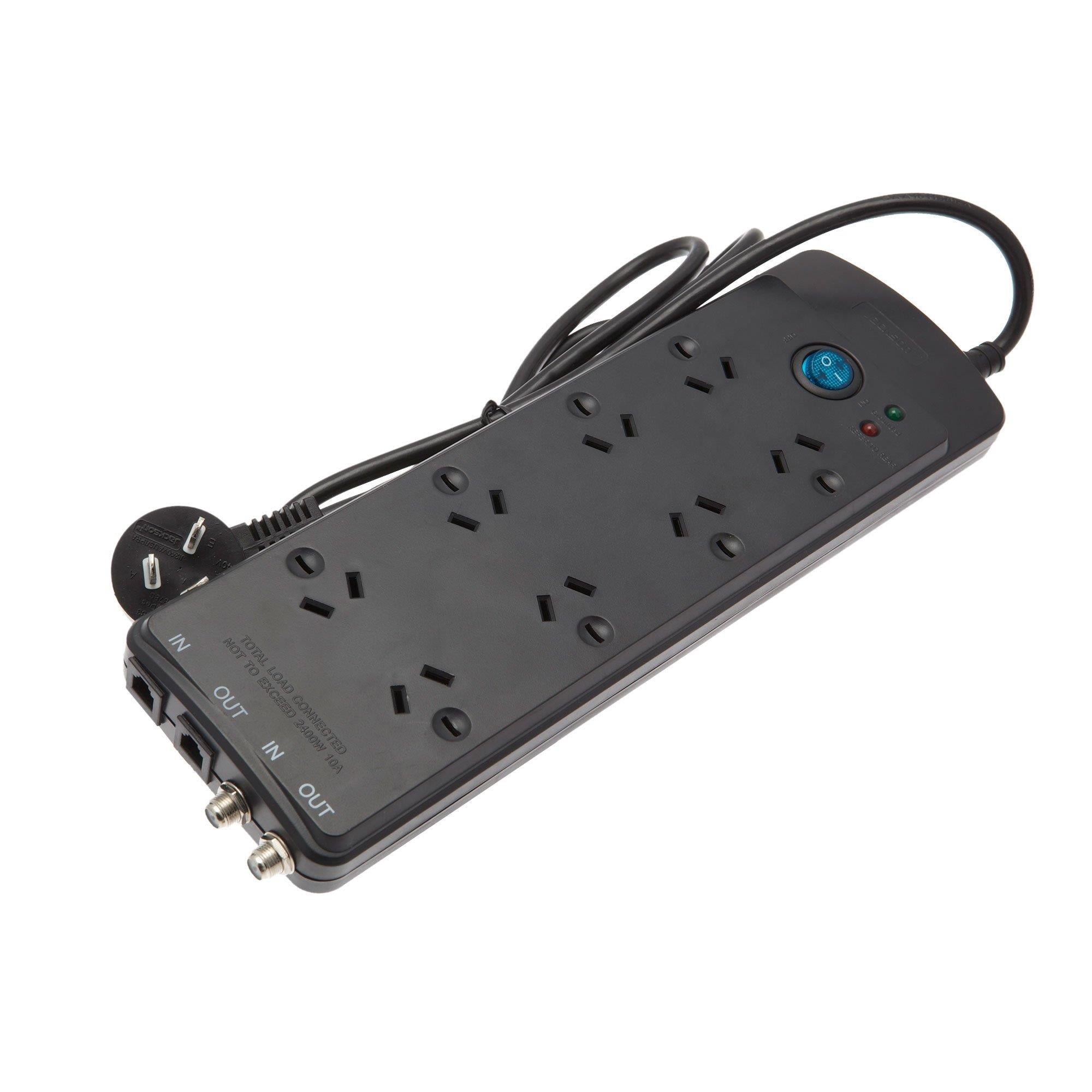 jackson surge protected board w/ 8 x power socket, coax + data outlets