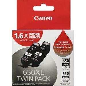 canon pixma pgi-650xlbk xl ink cartridge twin pack (black)