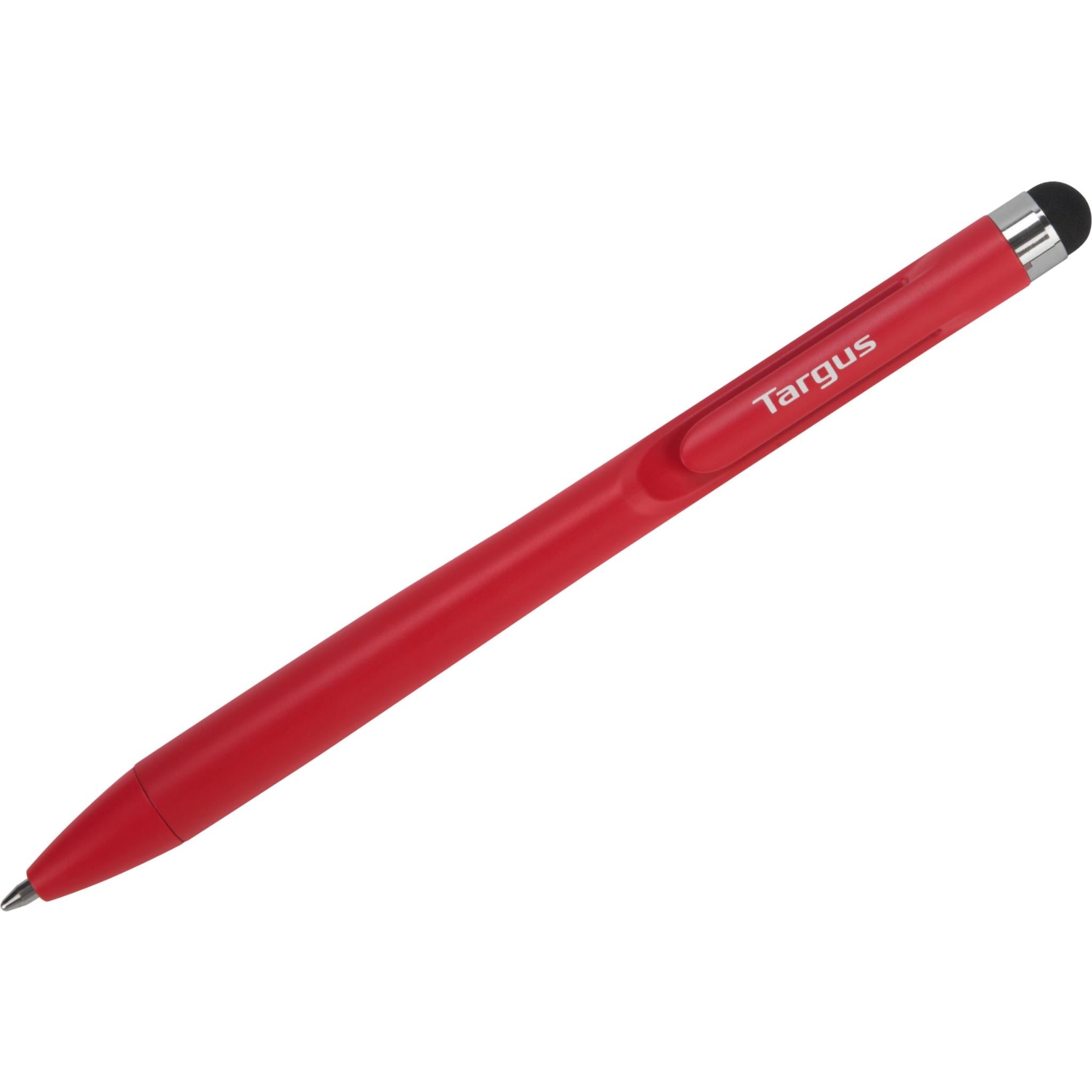 targus 2-in-1 stylus and ballpoint pen with embedded clip (red)