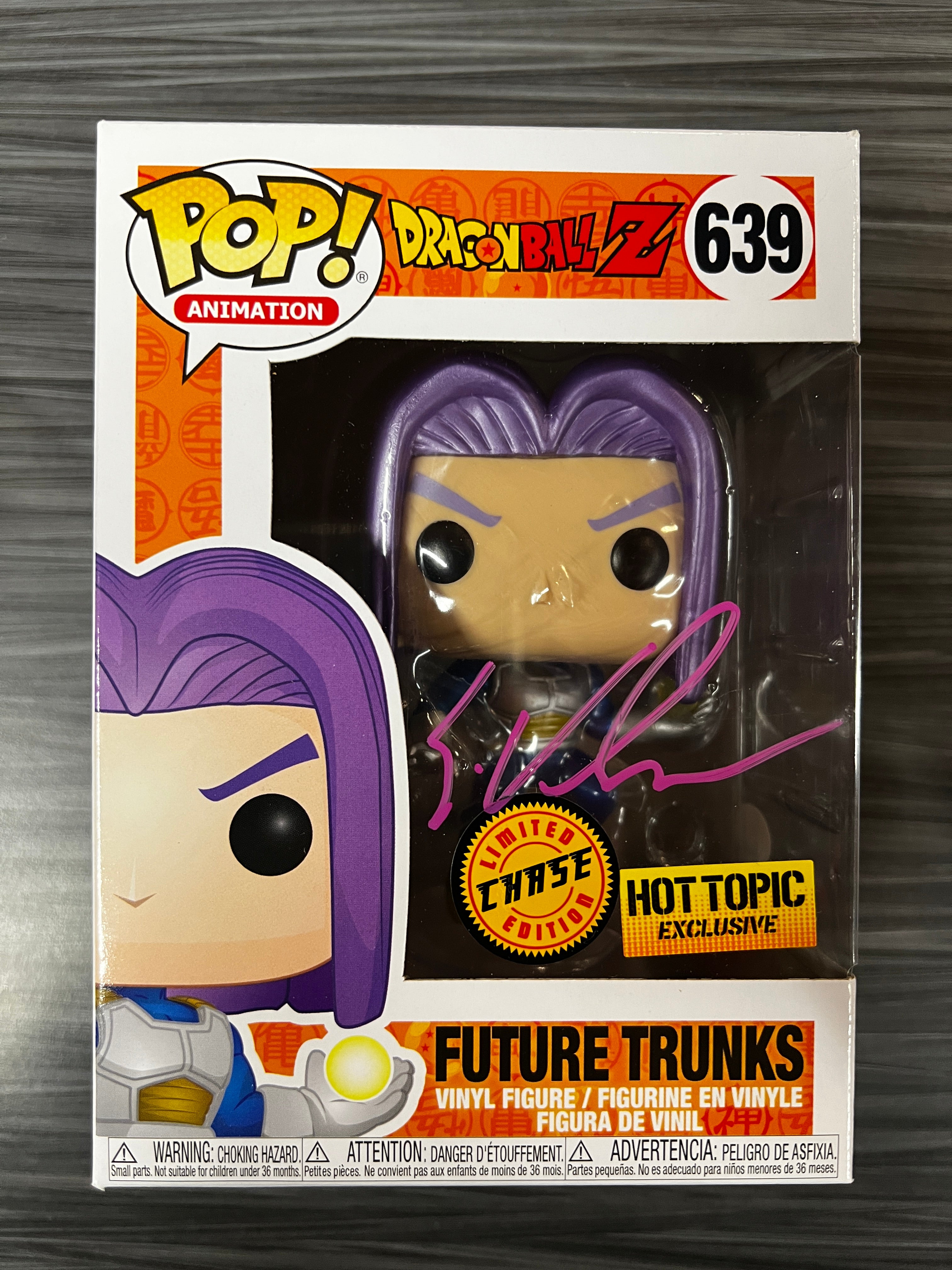 Funko POP! Dragonball Z: Future Trunks [Metallic](Hot Topic)(CHASE)(Signed/ Eric Vale/JSA)(Damaged Box) #639