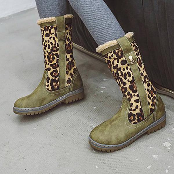 women warm square heels multicolor snow boots