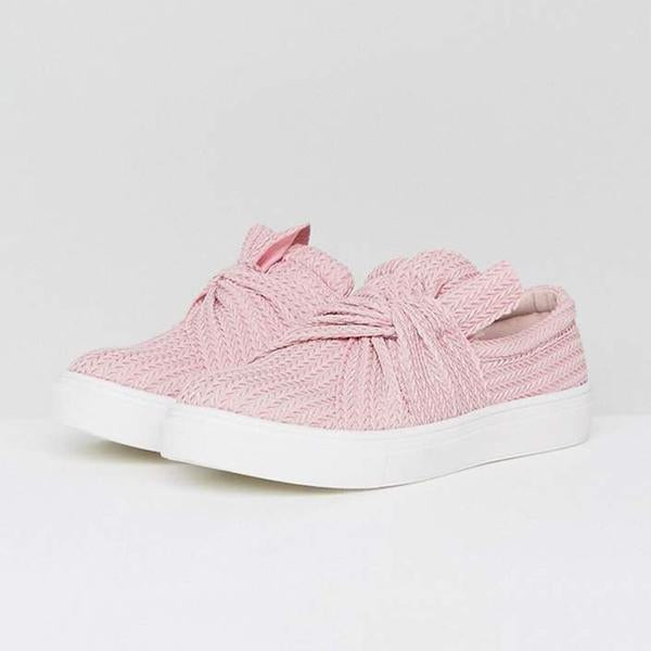 women knitted twist slip on sneakers