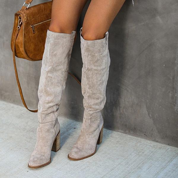 Micasahi Distressed Faux Suede Slouch Boots