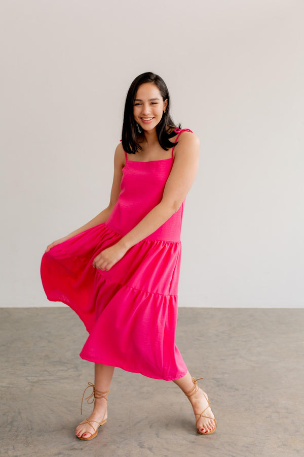 Tiered Cami Dress - Pink, Burnt Summer