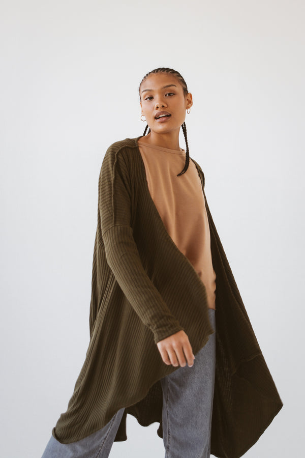 Waterfall Cardi - Khaki