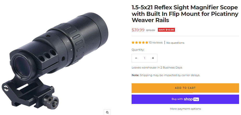 Pinty Scopes | 1.5-5x21 Reflex Sight Magnifier Scope