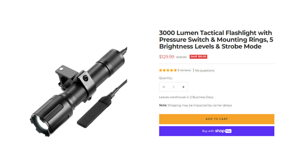 Pinty Scopes | 3000 Lumen Tactical Flashlight