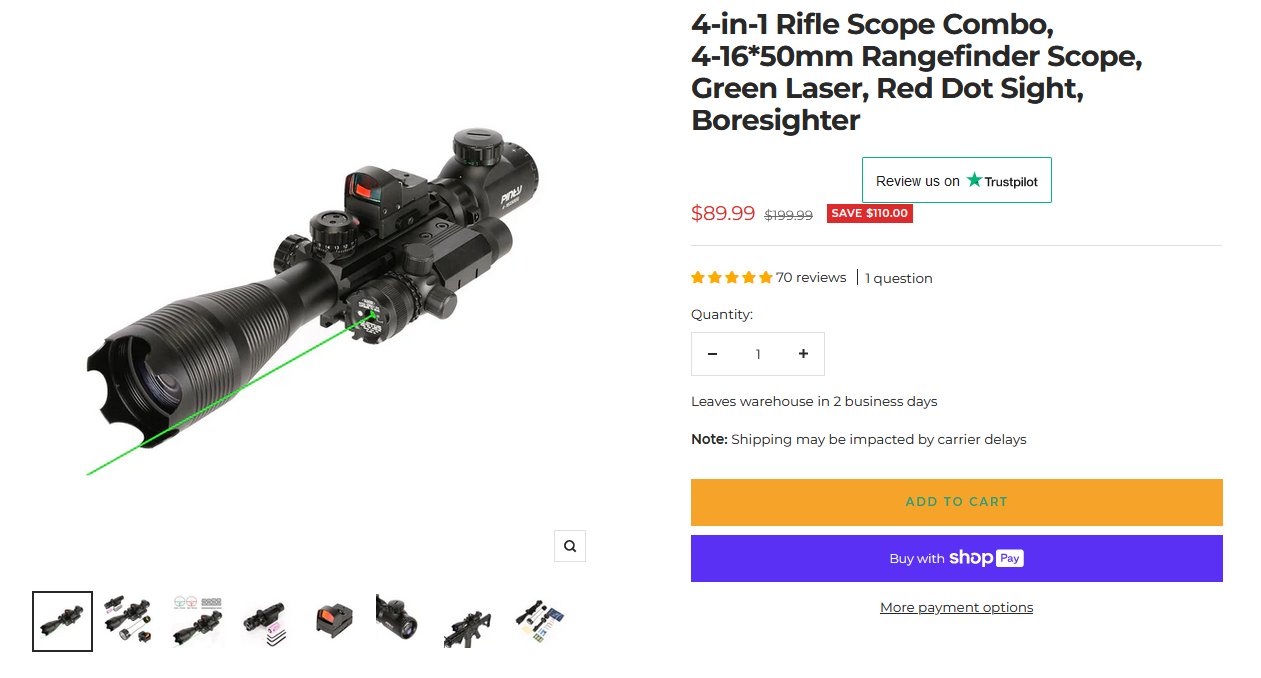 Waterproof fogproof Rifle Scope Combo