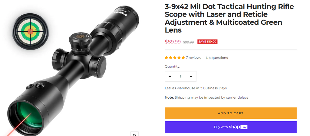 3-9x42 Mil Dot Tactical Hunting Rifle Scope with Laser
