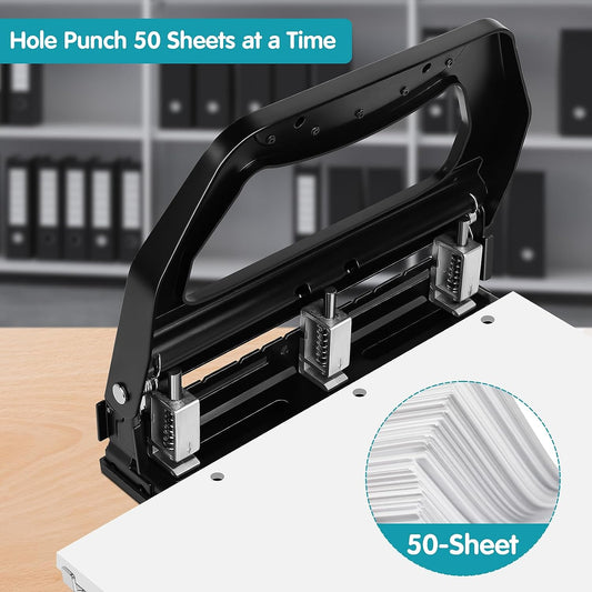 3 Hole Punch Heavy Duty, 40-Sheet Three Hole Punch, AFMAT Heavy Duty Hole  Puncher 3 Ring, Large 3 Hole Paper Punch, 50% Reduced Effort 3-Hole Punch,  Metal Paper…