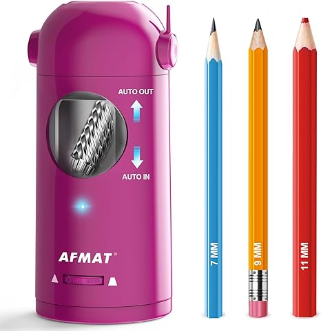 AFMAT Electric Pencil Sharpener for Kids, Cute Pink Pencil Sharpener (