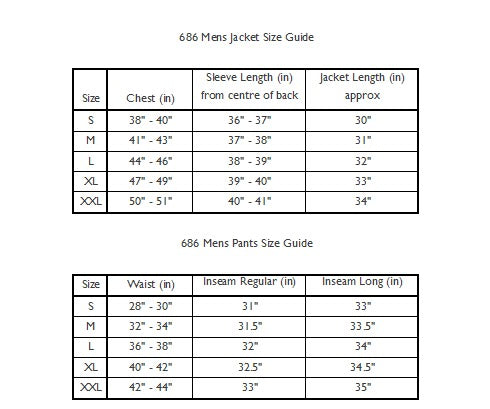 Size Guide - 686 - Block – Ocean Sports Boardridersguide