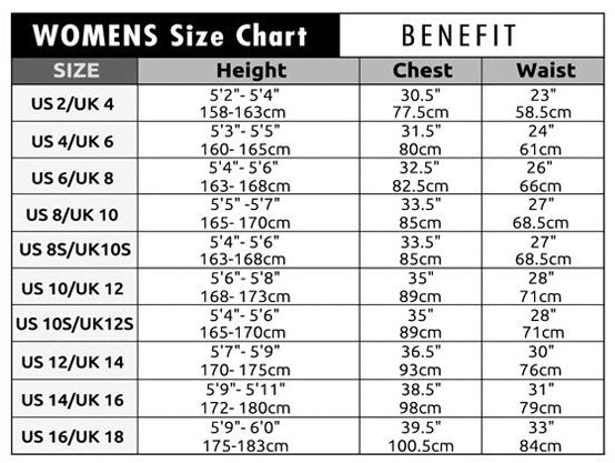 C-Skins Wetsuit Size Chart - Triocean Surf