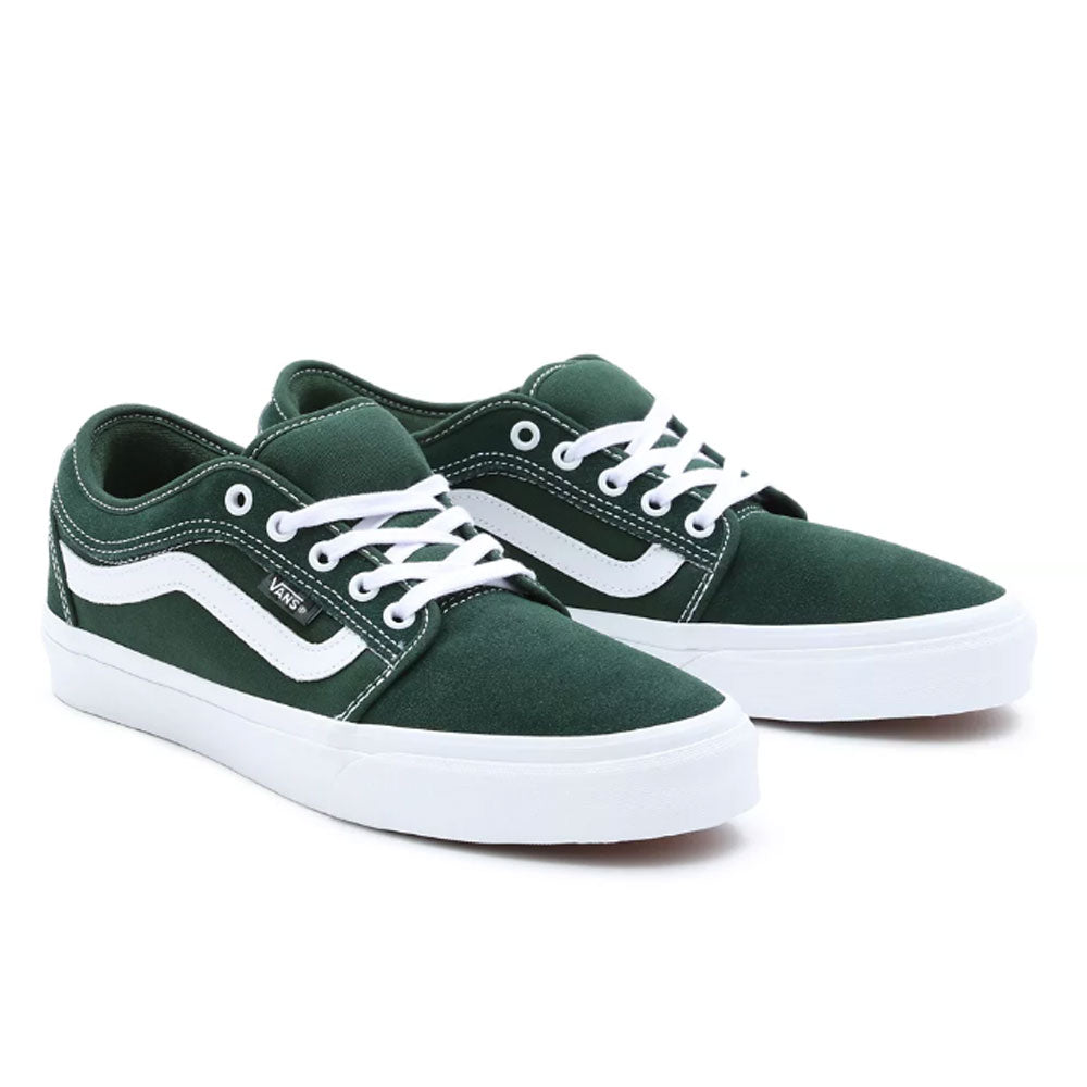 Vans Chukka Low Sidestripe Trainers - Dark Green/White - boardridersguide