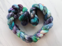 BEAUTIFUL UNIVERSE Hand-Dyed Top - BFL / SeaCell Blend  made by Purple Lamb