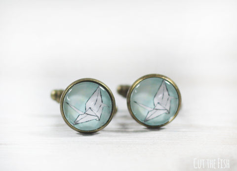 Paper Crane Cuff Links