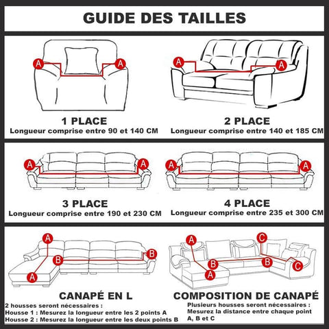 Guide de tailles de la housse de canapé HYDROCOVER