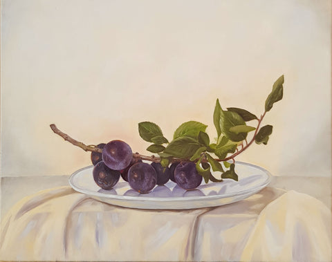 Oil painting of damsons