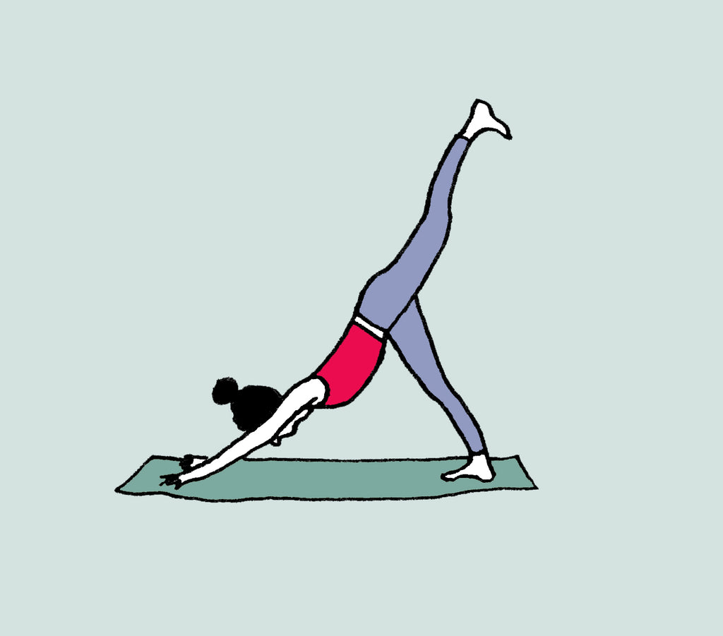 A drawing of a woman doing yoga. 