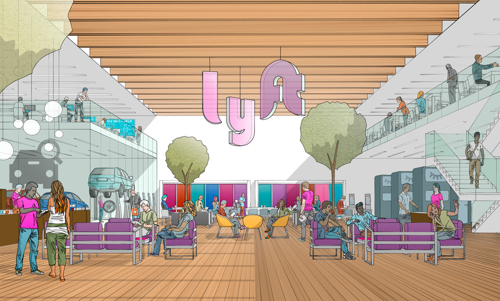 An animated version of Lyft's office 