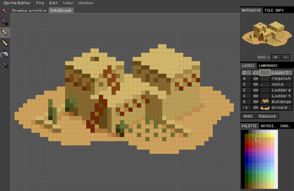 A pixel version of hills in the desert. 