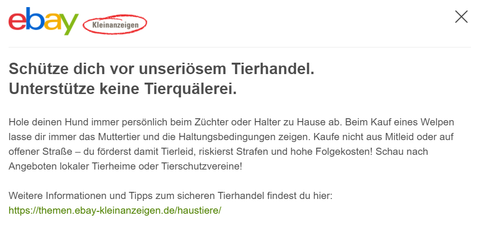 Ebay Kleinanzeigen Welpenhandel