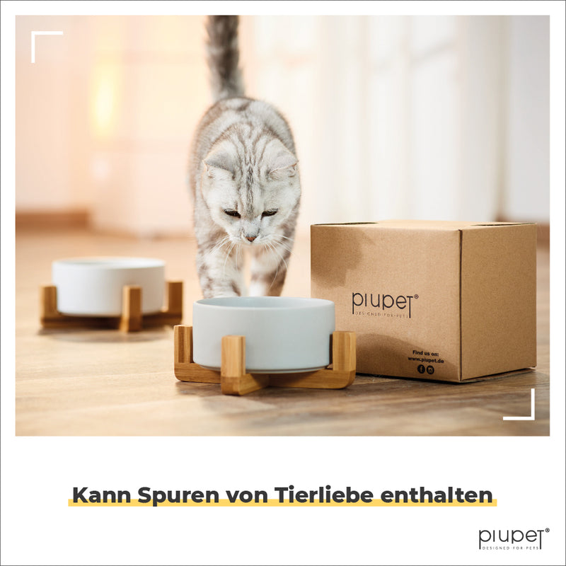 PIUPET® Futternapf für Hund &amp; Katze DesignNäpfe aus Keramik &amp; Holz