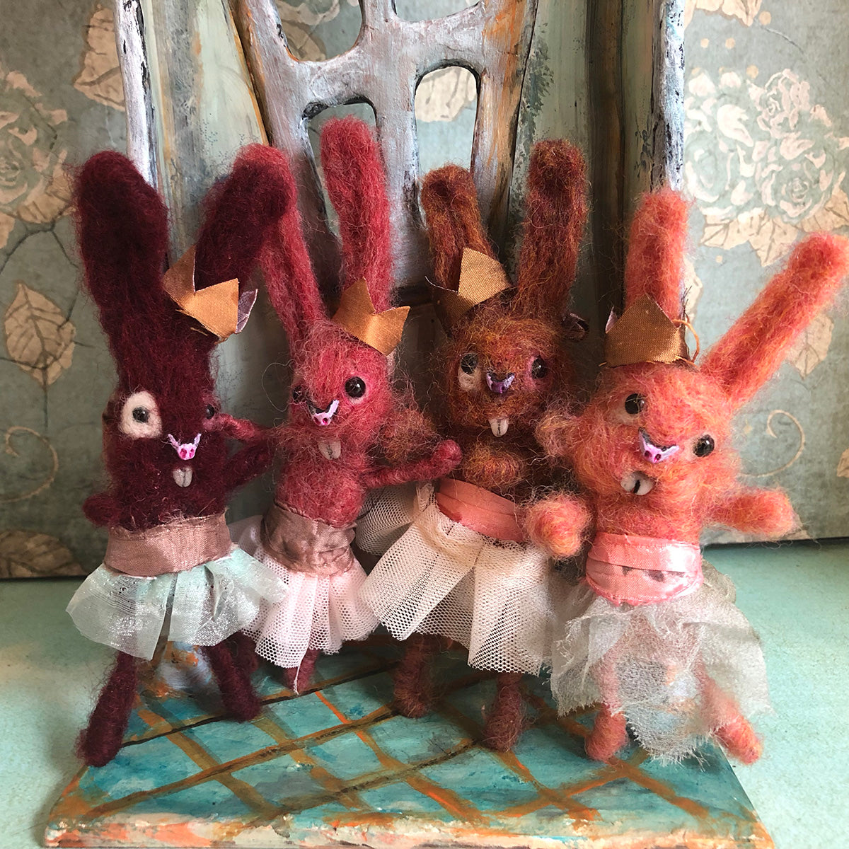 BerryFruit Bunny Felted Hanging ornament OOAK LuLusApple Art Doll