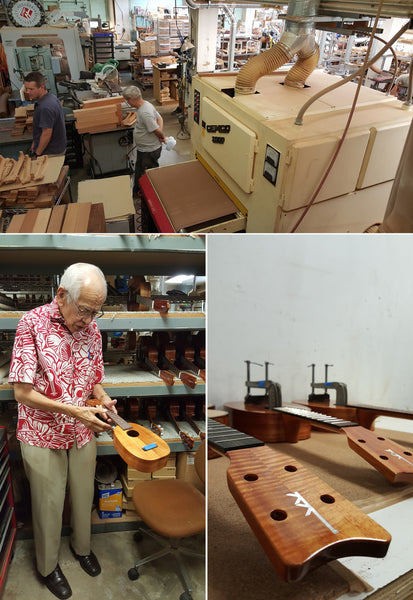 Fred Kamaka zeigt die Arbeitsschritte beim Ukulele-Bau in der Manufaktur von Kamaka