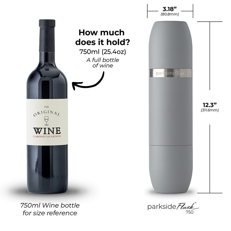 750ml insulated bottle - holds an entire bottle of wine!