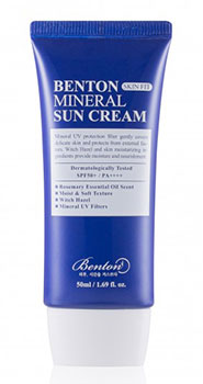 Benton Skin Fit Mineral Sun Cream SPF50+/PA++++ Crèmes solaires cosmétiques naturelles coréennes anti-âge vegan K Beauty World