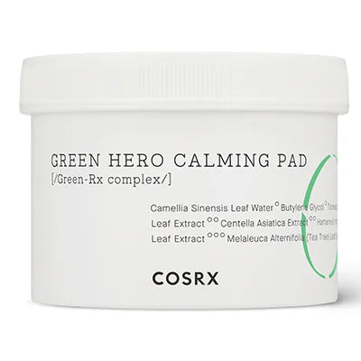 Cosrx One Step Green Hero Calming Pad gezichtstonermasker voor de droge, vette, acne-gevoelige gecombineerde gevoelige huid na make-up remover K Beauty World