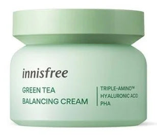 Innisfree Green Tea Balancing Cream for combination oily dry skin T zone breakouts acne pimples blemishes sebum control K Beauty World