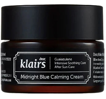 Klairs Midnight Blue Calming Cream dry sensitive skin night cream routine gentle vegan face care for men women restoring skin barrier nourishing hydrating cosmetics K Beauty World